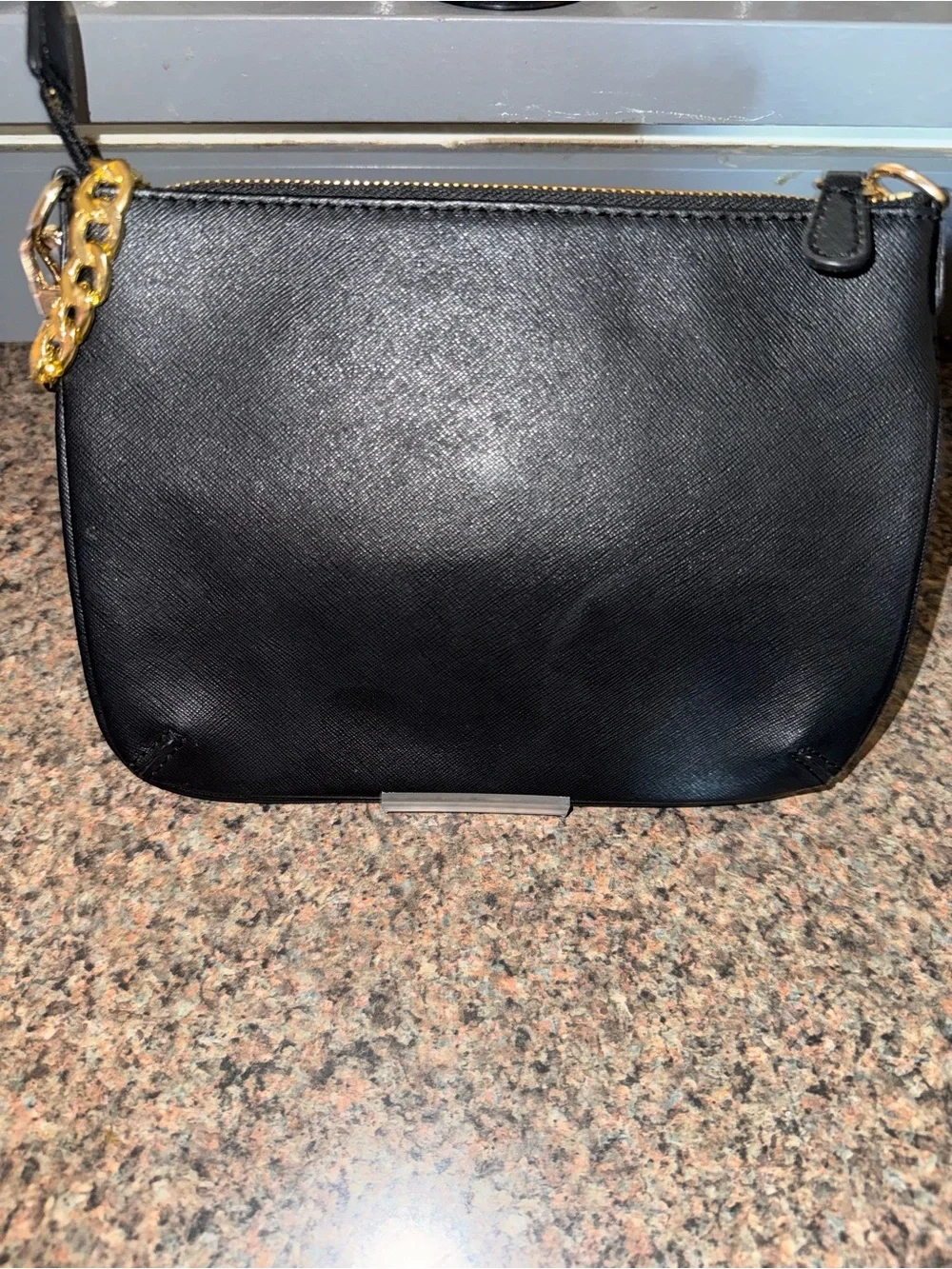 Sisley Black Saffiano leather Wristlet EUC